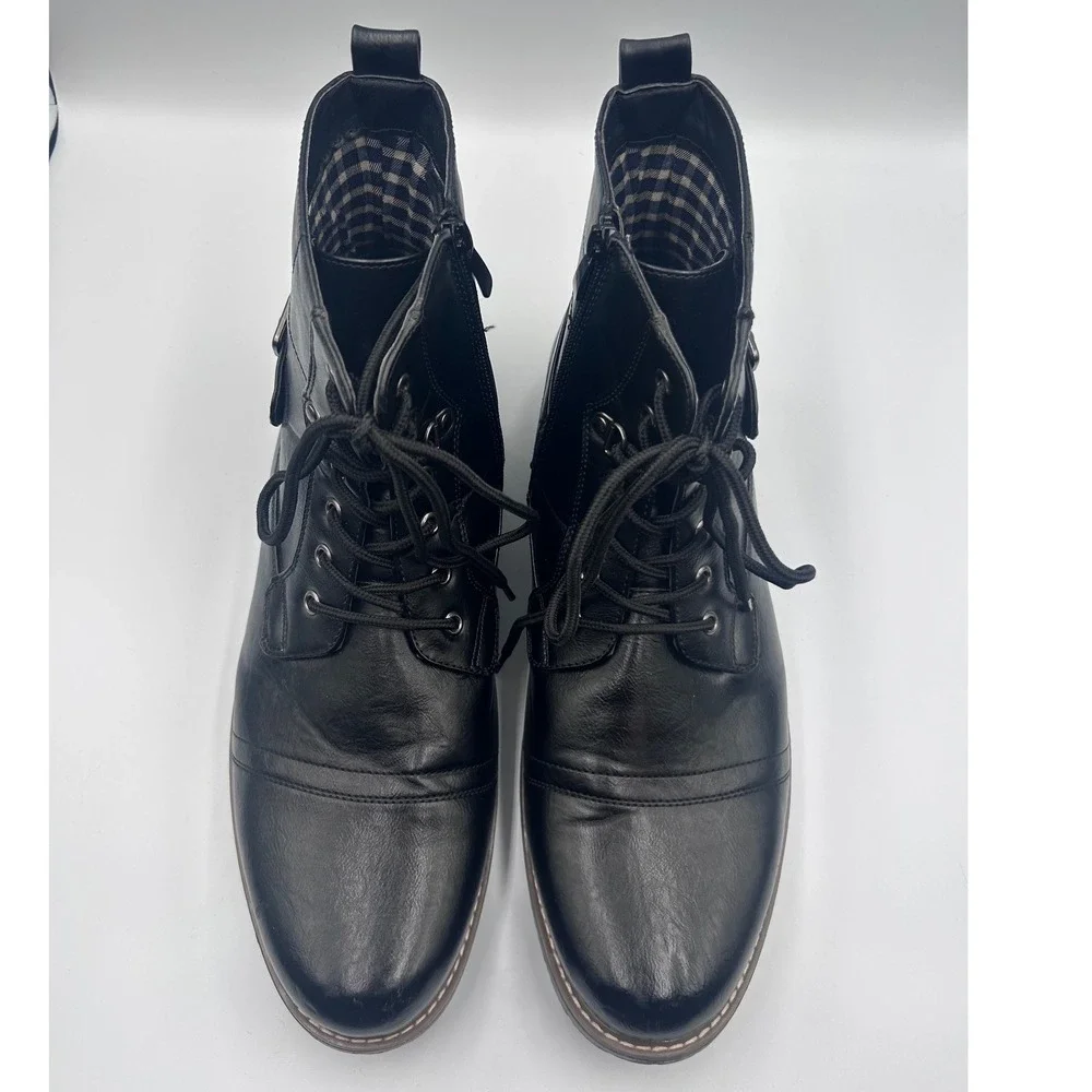 Bruno Marc Philly-5 Mens Black Cap Toe Combat Boots Side Zip Buckle Size 15